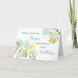 Carte d'anniversaire Cousin Fleurs du Jardin
