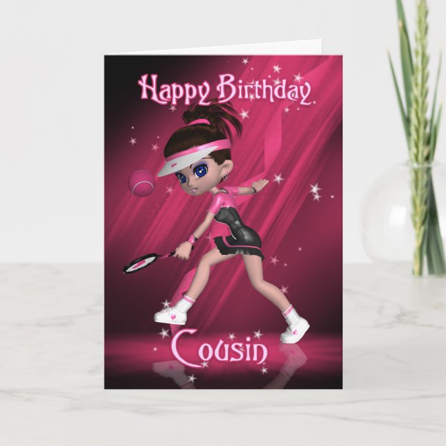Carte d'anniversaire Cousin - Tennis (Devant)