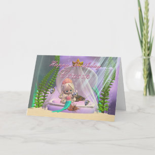 Carte d'anniversaire Cousine avec petite sirène et