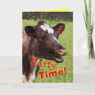 Carte d'anniversaire Cow Party time