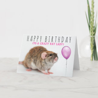 Carte d'anniversaire Crazy Rat Lady