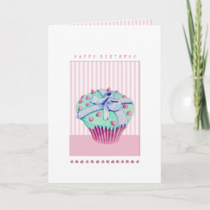Carte d'anniversaire Crooked Cupcake rose