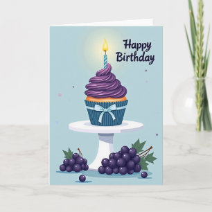 Carte d'anniversaire Cupcake Violet