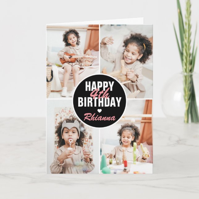 Carte d'anniversaire Cute 4 Photo Quel que soit l' (Devant)