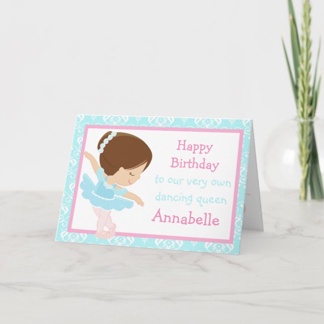 Carte d'anniversaire Cute Brunette Ballerina (Devant)