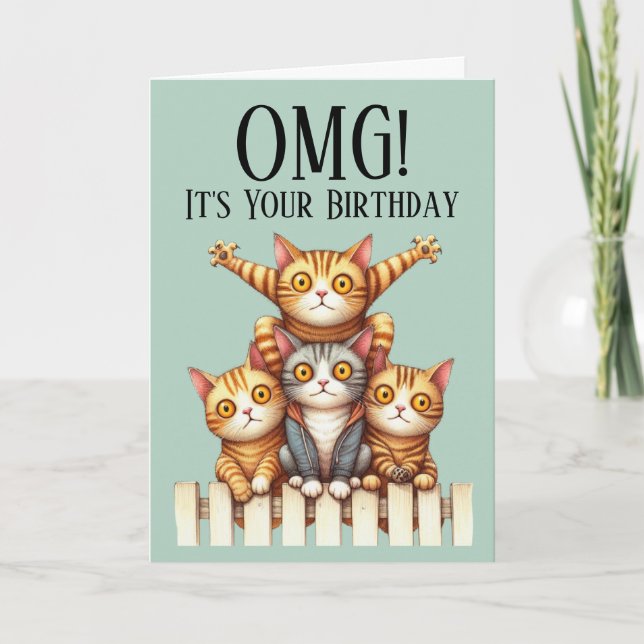 Carte d'Anniversaire Cute Cat (Devant)