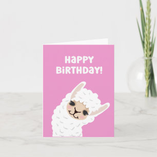 Carte d'anniversaire Cute Llama/Alpaca rose