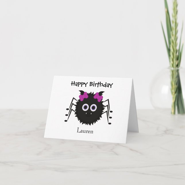Carte d'Anniversaire Cute Spider personnalisée (Devant)