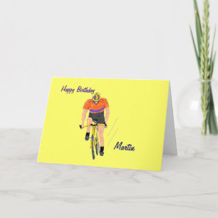 Carte d'anniversaire Cyclist Racing. Modifier le n