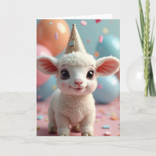 Carte d'anniversaire d'agneau joyeux