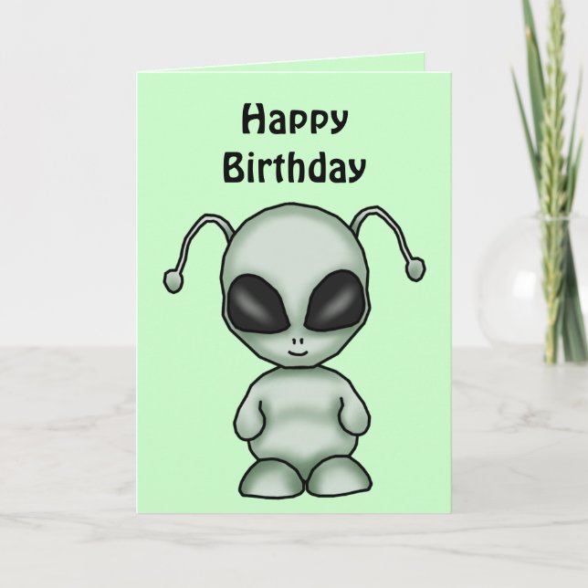 Carte d'anniversaire d'alien d'espace (Devant)
