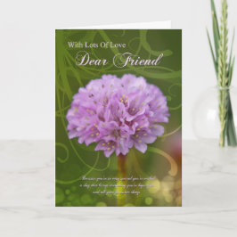 carte d'anniversaire d'ami avec la fleur rose de
