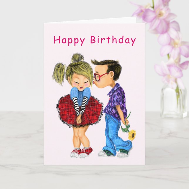 Carte d'anniversaire d'amour pour couple mignon -  (Orchidée)
