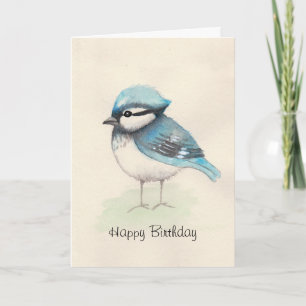 Carte d'anniversaire d'aquarelle Bluejay