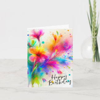 Carte d'anniversaire d'aquarelle florale