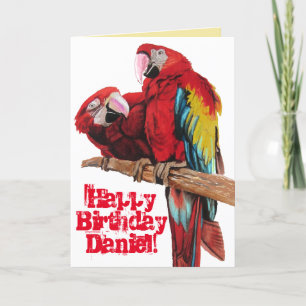 Carte d'anniversaire d'aquarelle rouge clair pour 