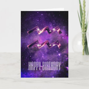 Carte d'anniversaire d'Aquarius Space Purple