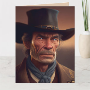 Carte d'anniversaire d'art de cow-boy dur à cuire