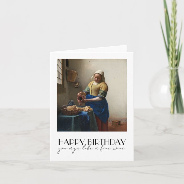 Carte d'anniversaire d'art, La laitière de Vermeer (Devant)