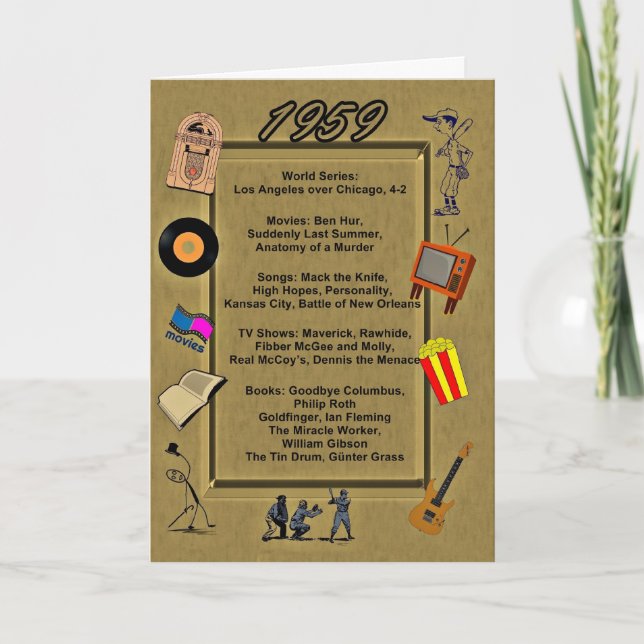 Carte d'anniversaire de 1959 grande événements (Devant)