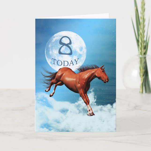 Carte d'anniversaire de 8 ans avec l'esprit cheval (Devant)