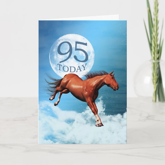 Carte d'anniversaire de 95 ans avec un cheval spir (Devant)