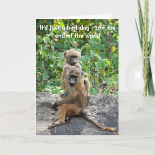 Carte d'anniversaire de Baboon, sur la colline