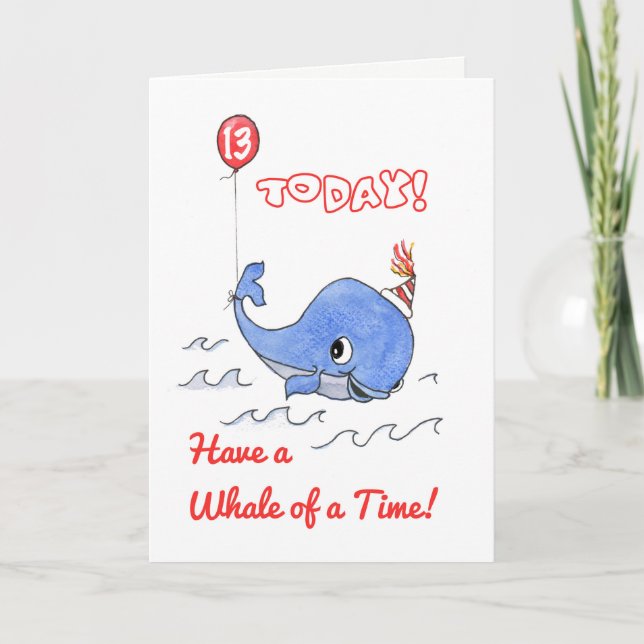 Carte d'anniversaire de baleine et de ballon de (Devant)