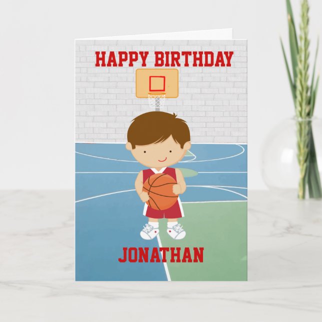 Carte d'anniversaire de basket-ball Cute personnal (Devant)
