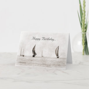 Carte d'anniversaire de bateau à voile