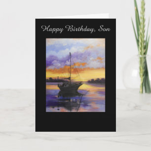 Carte d'anniversaire de bateau à voile pour le
