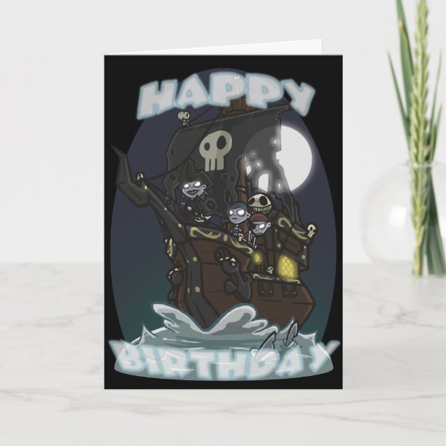 Carte d'anniversaire de bateau de pirate de (Devant)