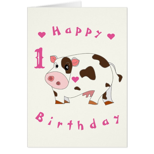 Carte d'anniversaire de bébé Happy Cow - Personnal (Devant)