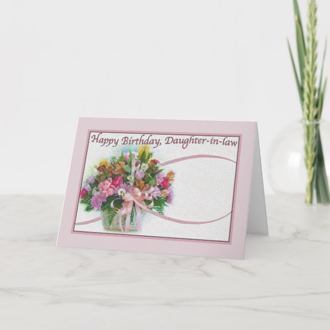 Carte d'anniversaire de belle-fille avec fleurs (Devant)