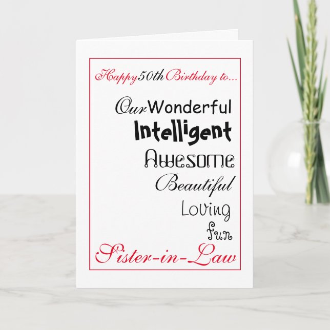carte d'anniversaire de belle-soeur. cinquantième (Devant)