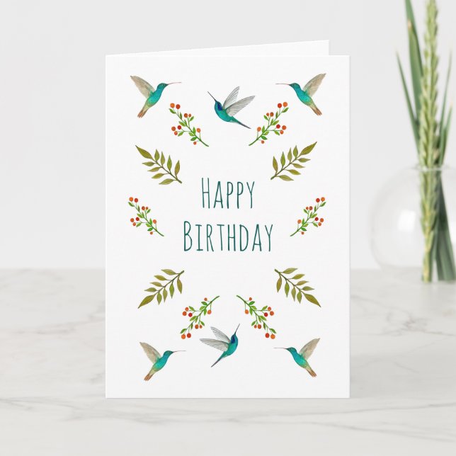 Carte d'anniversaire de Boho Hummingbird (Devant)