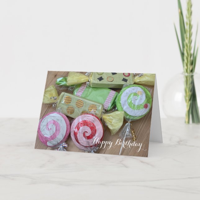 Carte d'anniversaire de bonbons de fête (Devant)