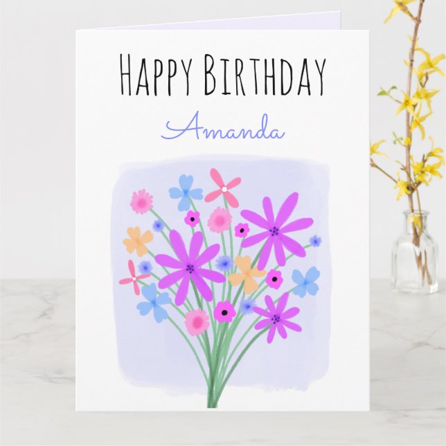 Carte d'anniversaire de Bouquet Floral sucré (Fleur jaune)