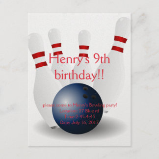 Carte d'anniversaire de bowling