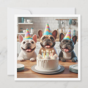 Carte d'anniversaire de bulldog française