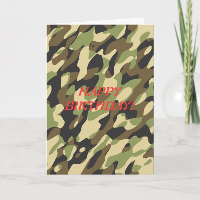 Carte d'anniversaire de camouflage militaire (Devant)