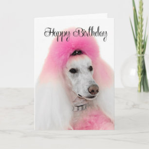 Carte d'anniversaire de caniche rose
