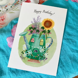 Carte d'anniversaire de canne d'eau de Whimsical e