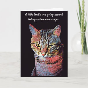 Carte d'anniversaire de chat amusant
