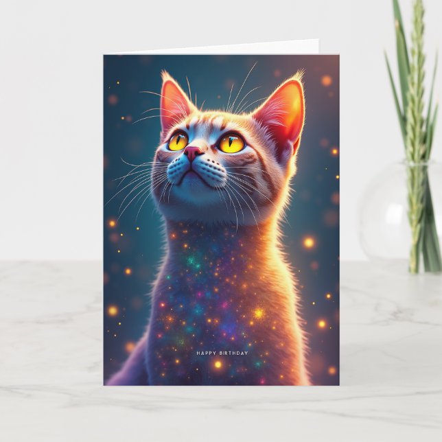 Carte d'anniversaire de chat céleste (Devant)