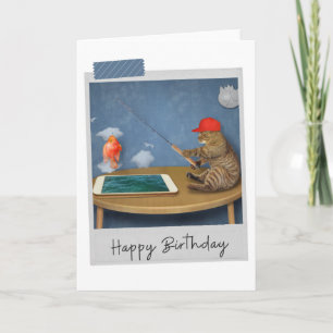 Carte d'anniversaire de chat de pêche virtuelle am