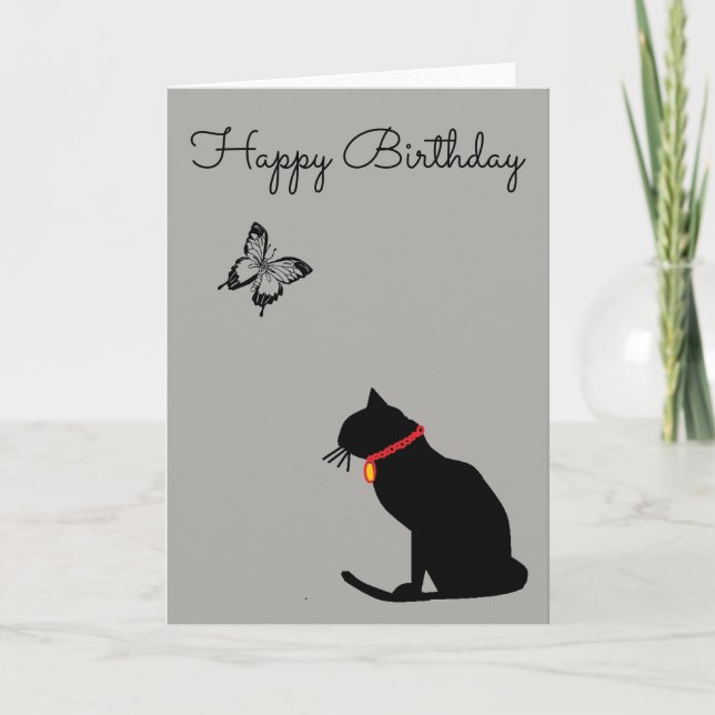 Carte d'anniversaire de chat gris Abstrait cool (Devant)