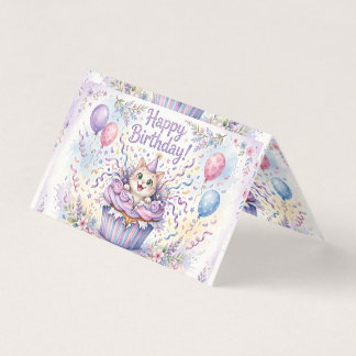 carte d'anniversaire de chat mignon piñata cupcake