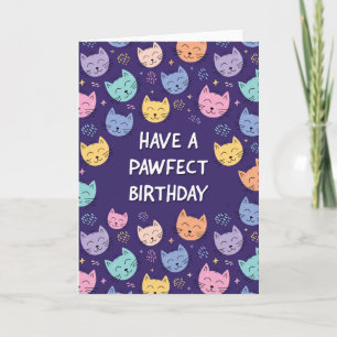Carte d'anniversaire de chat mignon pour filles