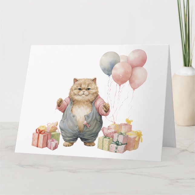 Carte d'anniversaire de chat mignonne (Devant)